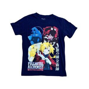 DARK END Fullmetal Alchemist Brotherhood T Shirt Men's SMALL Anime Blue Top‌‌